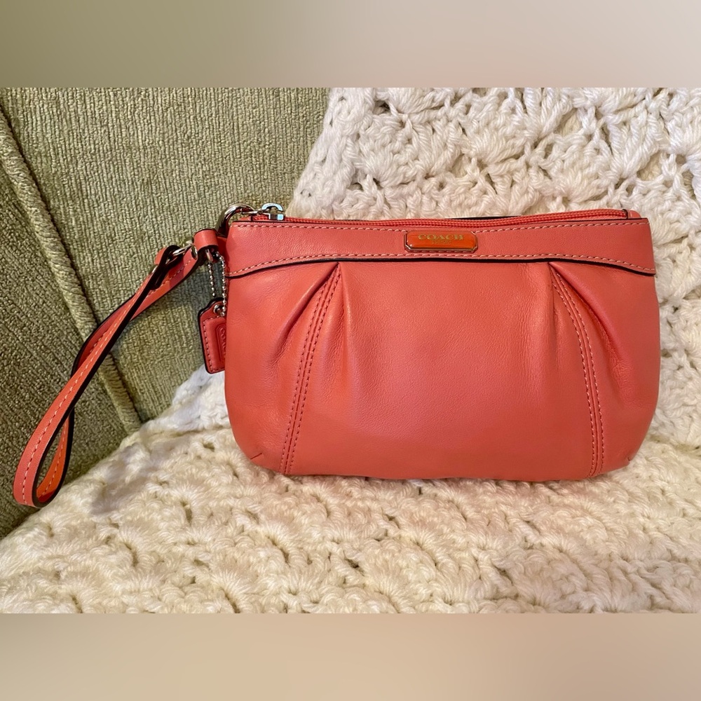 Coach Coral Leather Wristlet Clutch